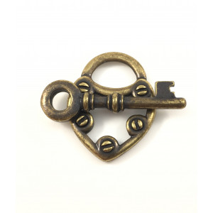 Toggle lock and key antique brass color 